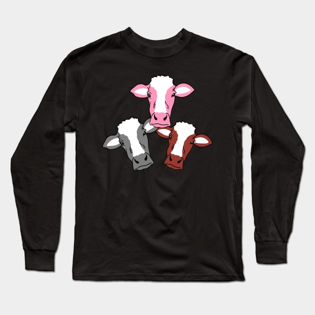 Strawberry Cow Chocolate Milk Cow and Normie Cow #2 Long Sleeve T-Shirt by isstgeschichte